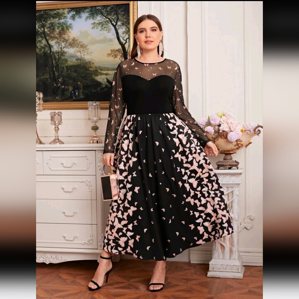 Black and Pink Butterfly Dress